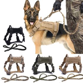 Tactical Dog Harness Pet Training Vest Dog Harness And Leash Set For Large Dogs German Shepherd K9 Padded Quick Release Harness (Color: CP Harness Leash, size: M)