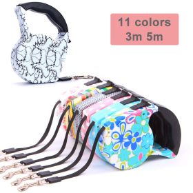 3m 5m Retractable Dog Leash 11 Colors Fashion Printed Puppy Auto Traction Rope Nylon Walking Leash for Small Dogs Cats Pet Leads (Color: color 4, size: 5m)