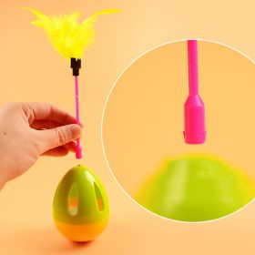 Cat Ball Feather Toy Interactive Cat Teaser & Automatic Spinning Tumbler Ball with Chirp Sound and Food Dispenser for Cats Kitten (Color: Green)