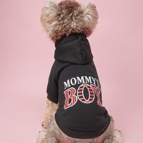 Pet Hoodie For Small & Medium Dogs; "Mommy's Boy" Pattern Dog Hoodie; Winter Pet Apparel (Color: ROYAL BLUE, size: XS)