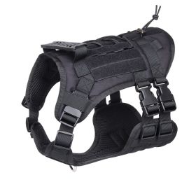 Tactical Dog Harness For Small Medium Large Dog; Dog Harness Vest With Soft Padded And D-Ring Collar (Color: black, size: M)