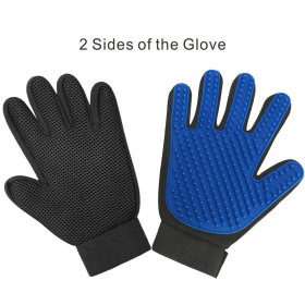 Pet Hair Deshedding Brush Comb Glove For Pet Dog Cleaning Massage Glove (Color: Black & Blue, size: Left And Right)