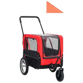 2-in-1 Pet Bike Trailer & Jogging Stroller Red and Black (Color: Red)