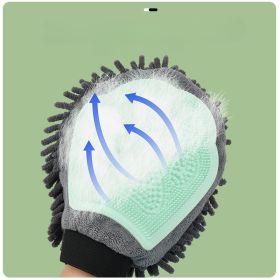 Pet Bathing Brush 2-in-1 Grooming Glove Elegant Dog Grooming Tool For Brushing, Massaging (Color: Green)