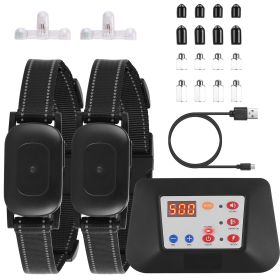 990FT Radius Dog Training Collar Wireless Fence IPX6 Waterproof Pet Beep Vibration Electric Shock Fence System 3 Channels Rechargeable Transmitter Rec (type: DogFence(With2Collars))